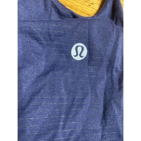 Lululemon Blue Stripped Singlet Tank Slit Sides Size 4? EUC - Picture 7 of 7